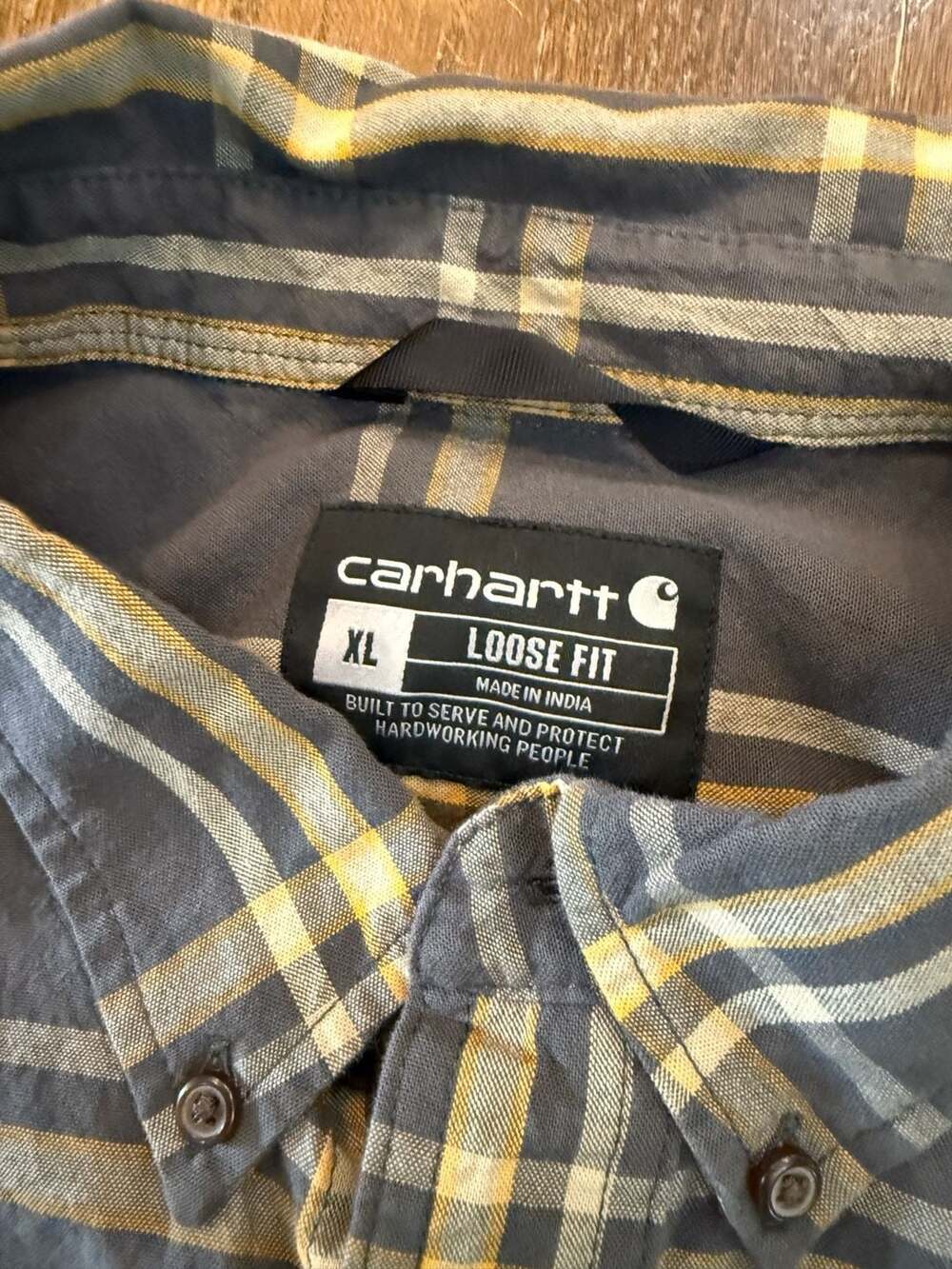 Carhartt Men's Loose Fit Midweight Plaid Long Sleeve Button Down Shirt - Picture 3 of 5